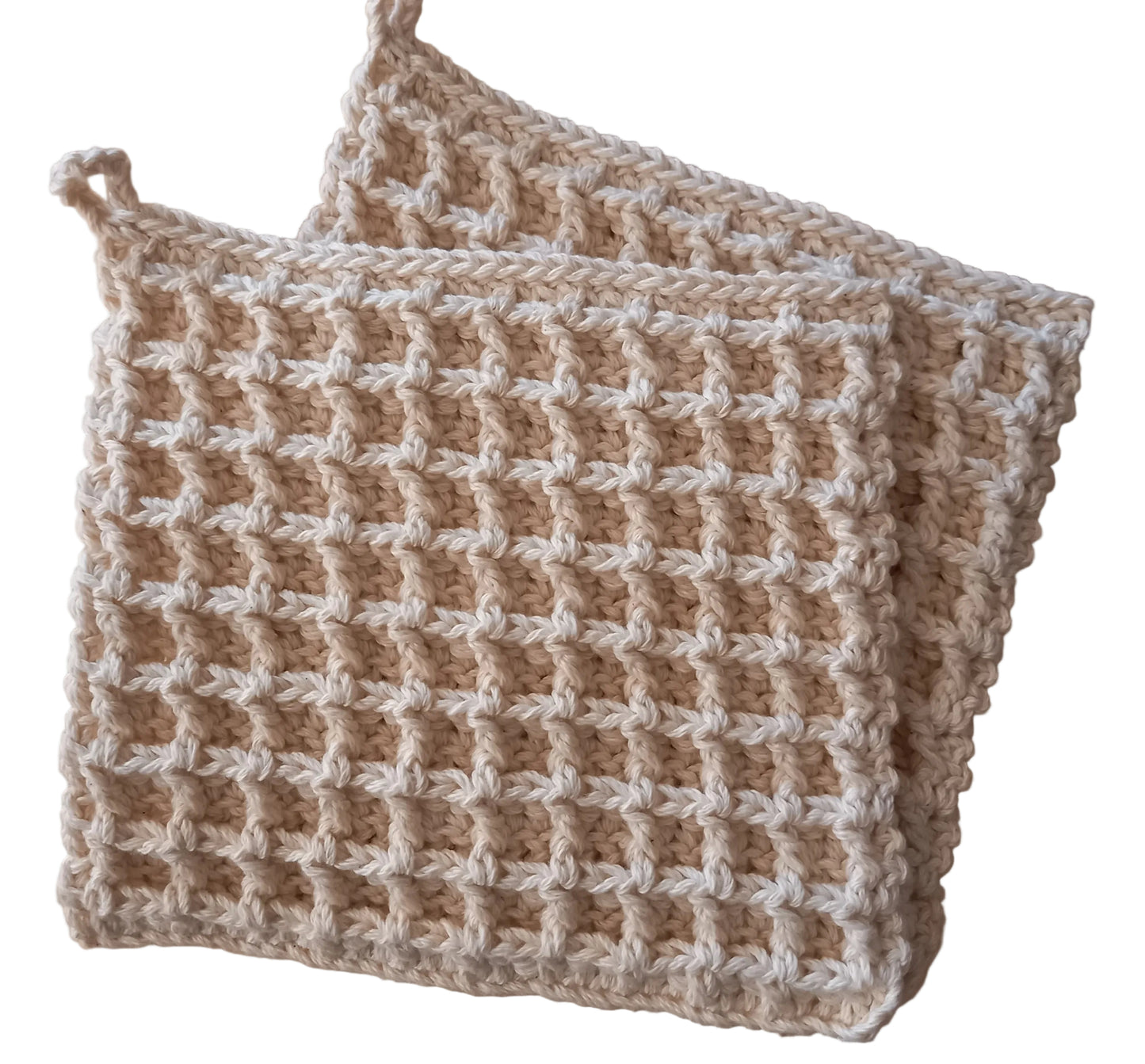 100% Cotton Natural Waffle Pot Holder Set - 2pcs, 17cm x 17cm