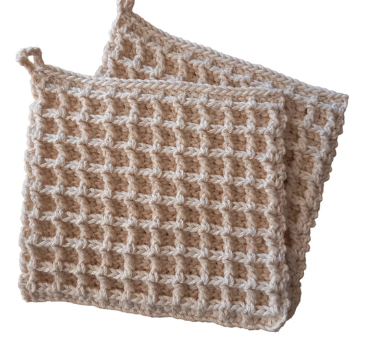 100% Cotton Natural Waffle Pot Holder Set - 2pcs