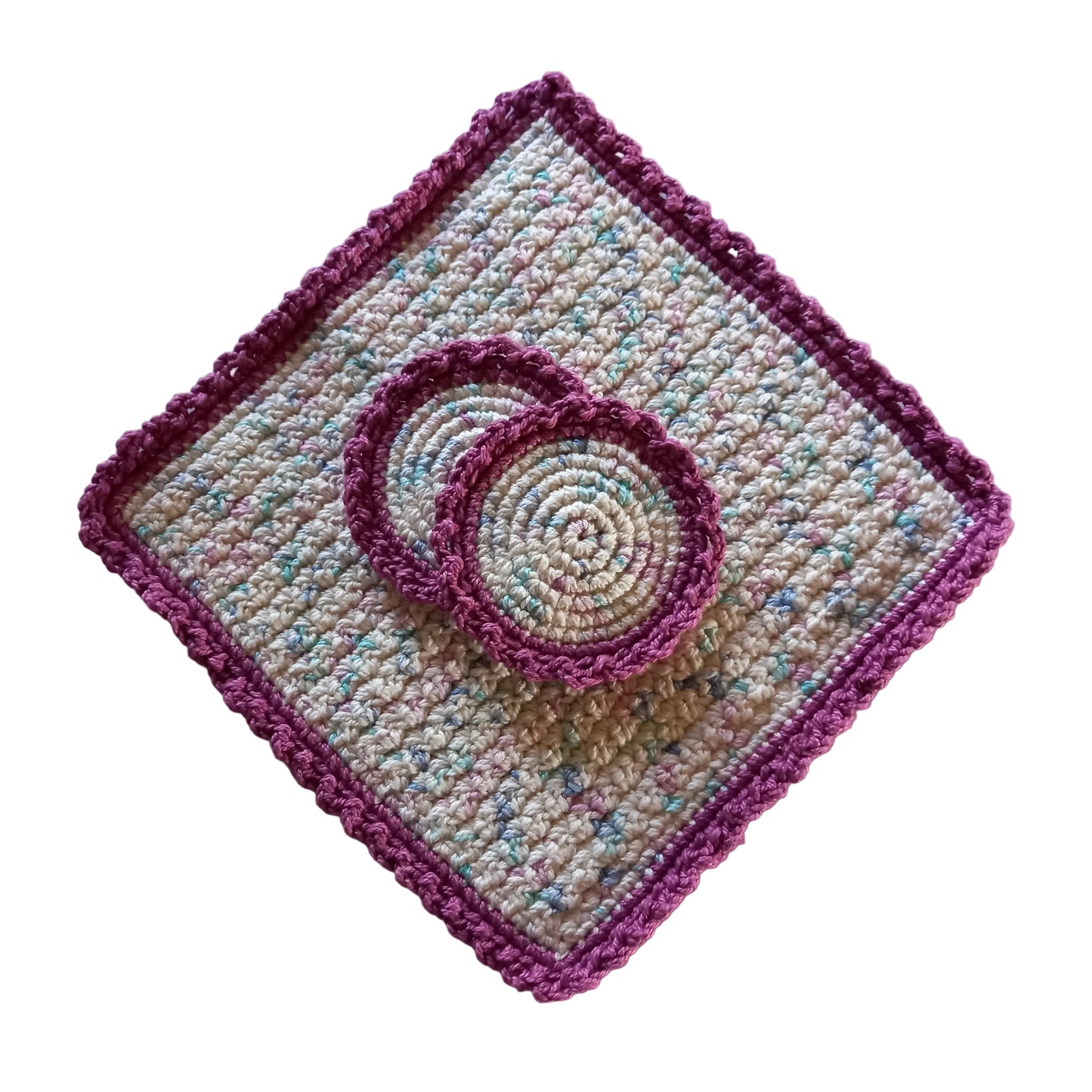 100% Cotton Dishcloth & Coaster Set - 3pcs, Kitchen Linen