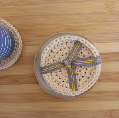 100% Cotton Natural Dishcloth & Coaster Set - 4pcs, Kitchen Linen