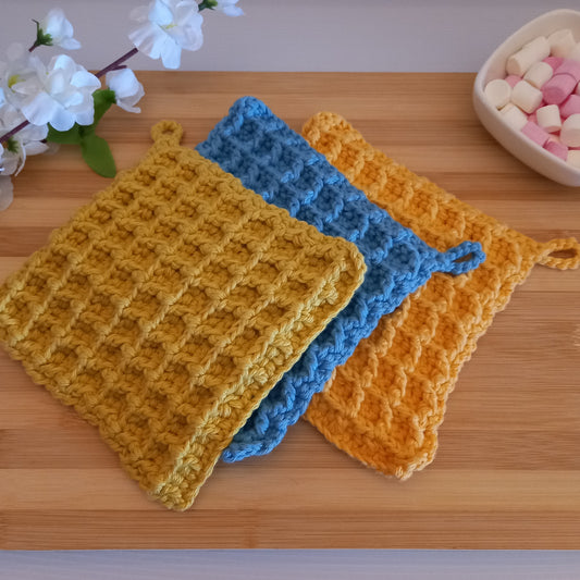 100% Cotton Multi PotHolder/Dishcloth Set - 3pcs