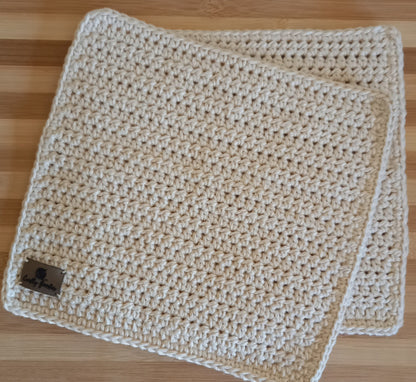100% Cotton Natural Dishcloth & Coaster Set - 4pcs, Kitchen Linen