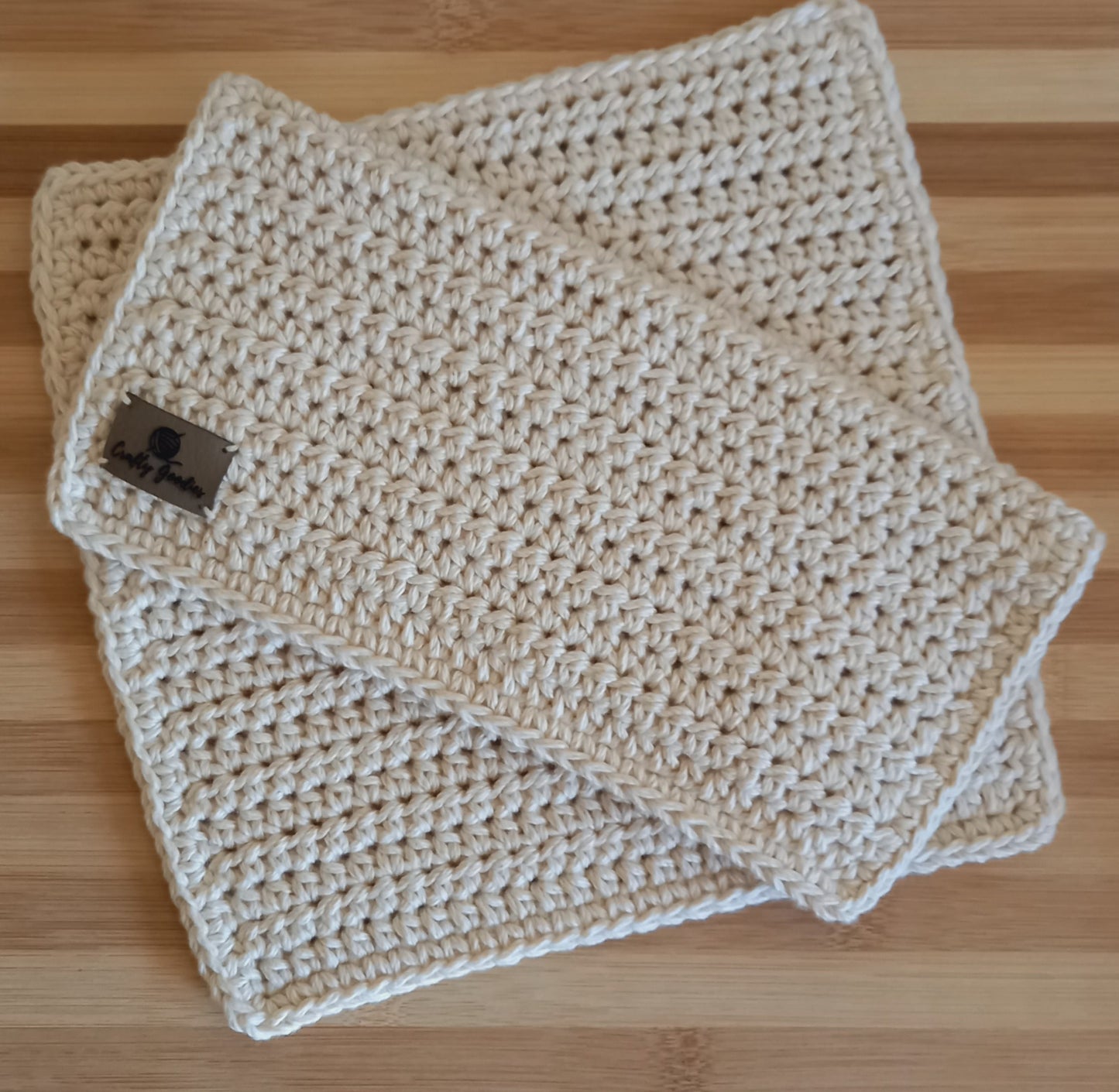 100% Cotton Natural Dishcloth & Coaster Set - 4pcs, Kitchen Linen