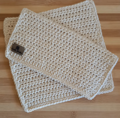 100% Cotton Natural Dishcloth & Coaster Set - 4pcs, Kitchen Linen