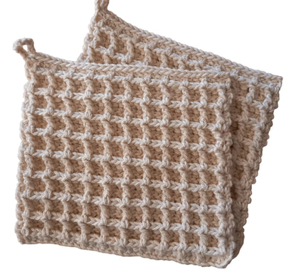 100% Cotton Natural Waffle Pot Holder Set - 2pcs, 17cm x 17cm