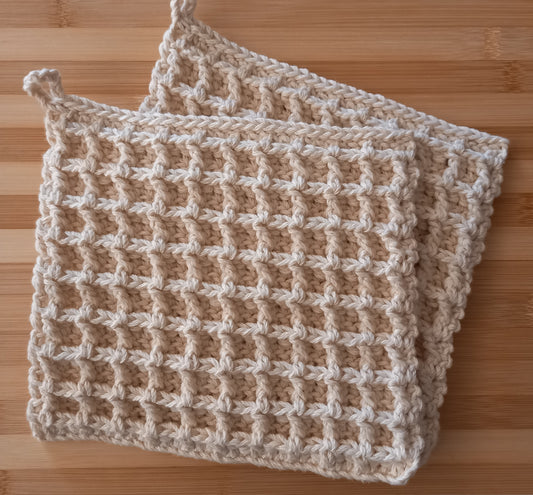 100% Cotton Natural Waffle Pot Holder Set - 2pcs