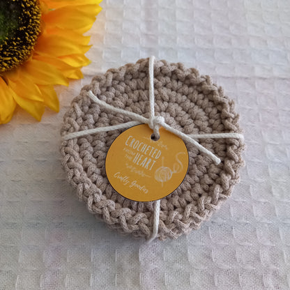 Cotton/Polyester Macrame Eco Coaster Set, Round, 10cm