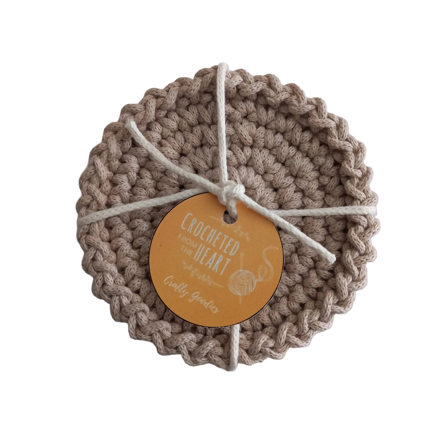 Cotton/Polyester Macrame Eco Coaster Set, Round, 10cm