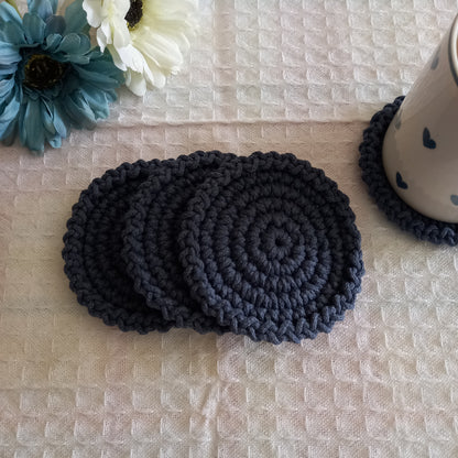 Cotton/Polyester Macrame Eco Coaster Set, Round, 10cm