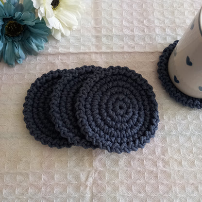 Cotton/Polyester Macrame Eco Coaster Set, Round, 10cm