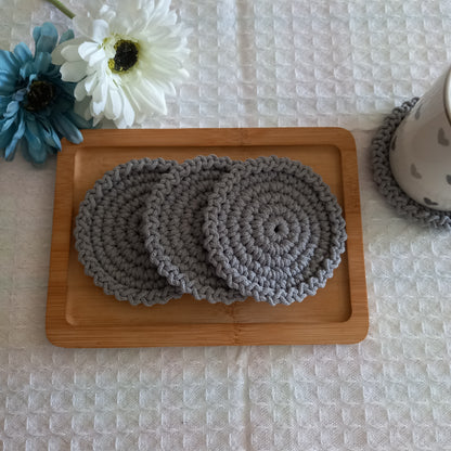 Cotton/Polyester Macrame Eco Coaster Set, Round, 10cm