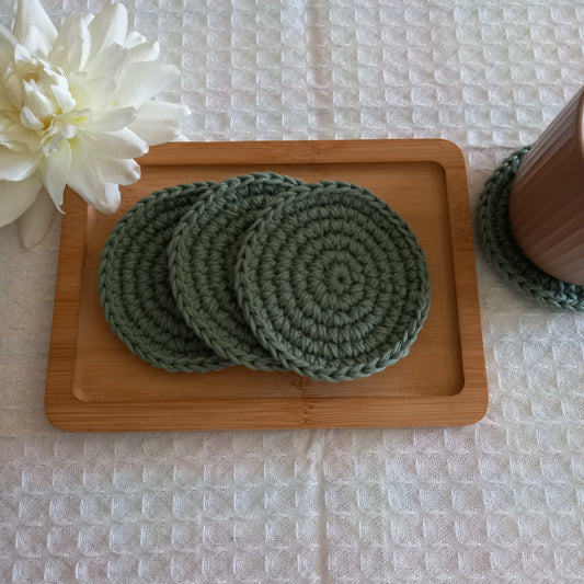 100% Cotton Sage Coaster Set - 4pcs