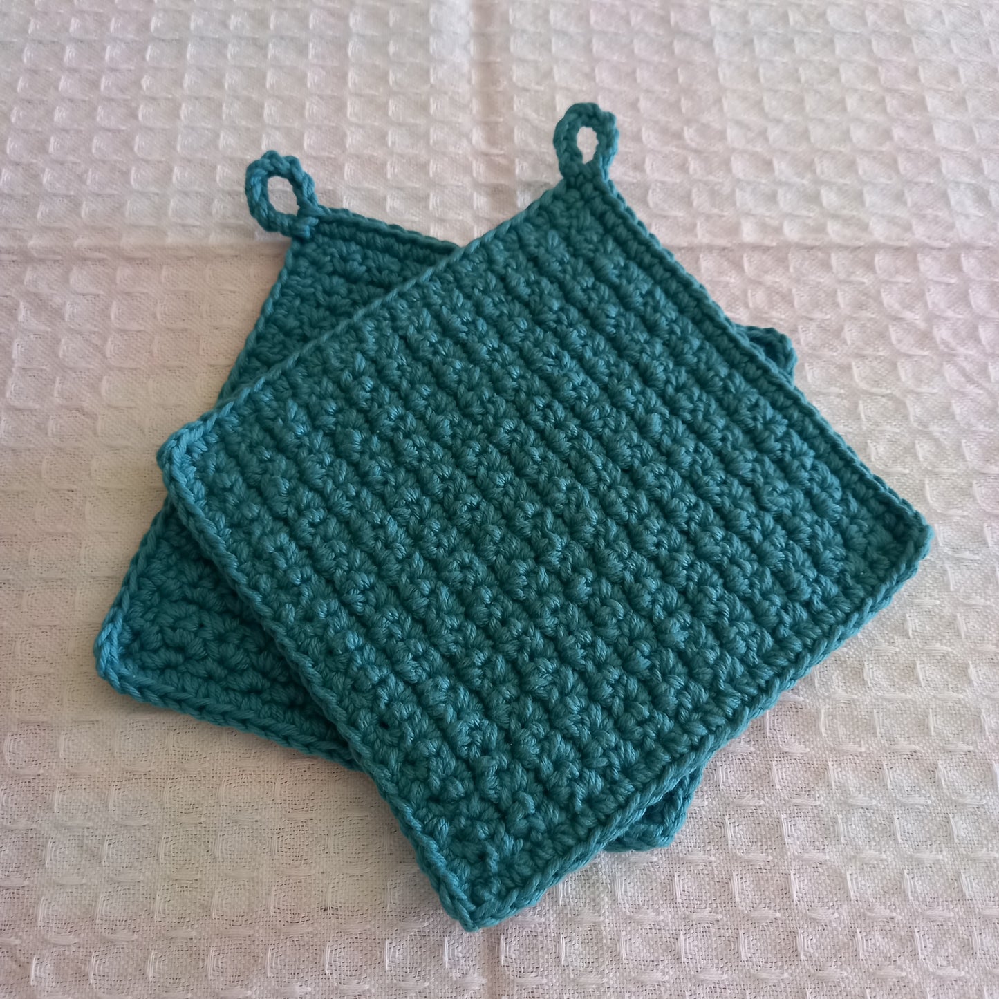 100% Cotton Teal Pot Holder Set - 2pcs