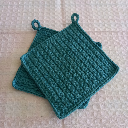 100% Cotton Teal Pot Holder Set - 2pcs