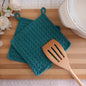 100% Cotton Teal Pot Holder Set - 2pcs