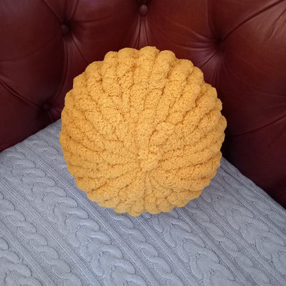 Round Hand-Knit Pillow Pouf