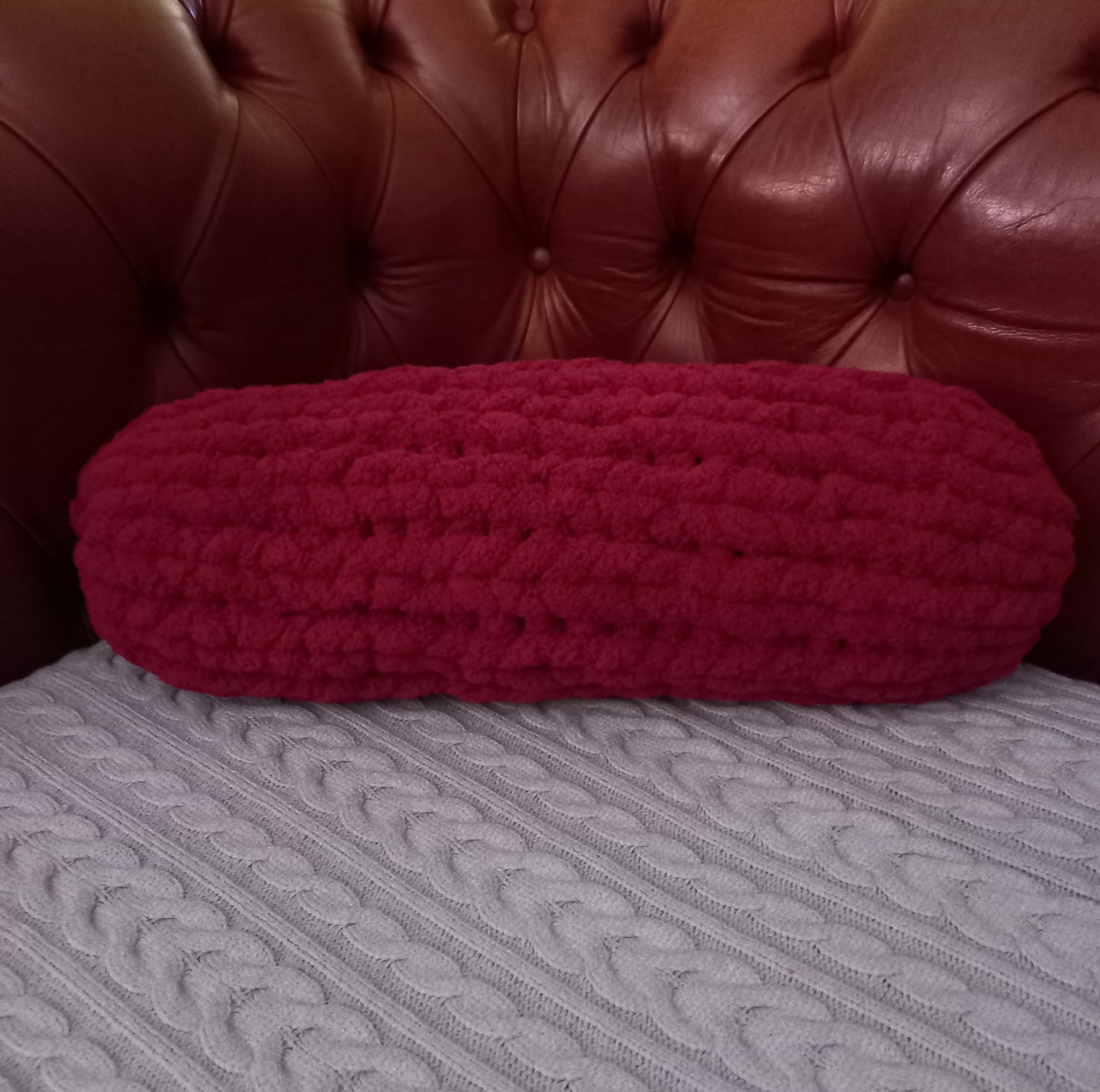 Long Hand-Knit Pillow Pouf