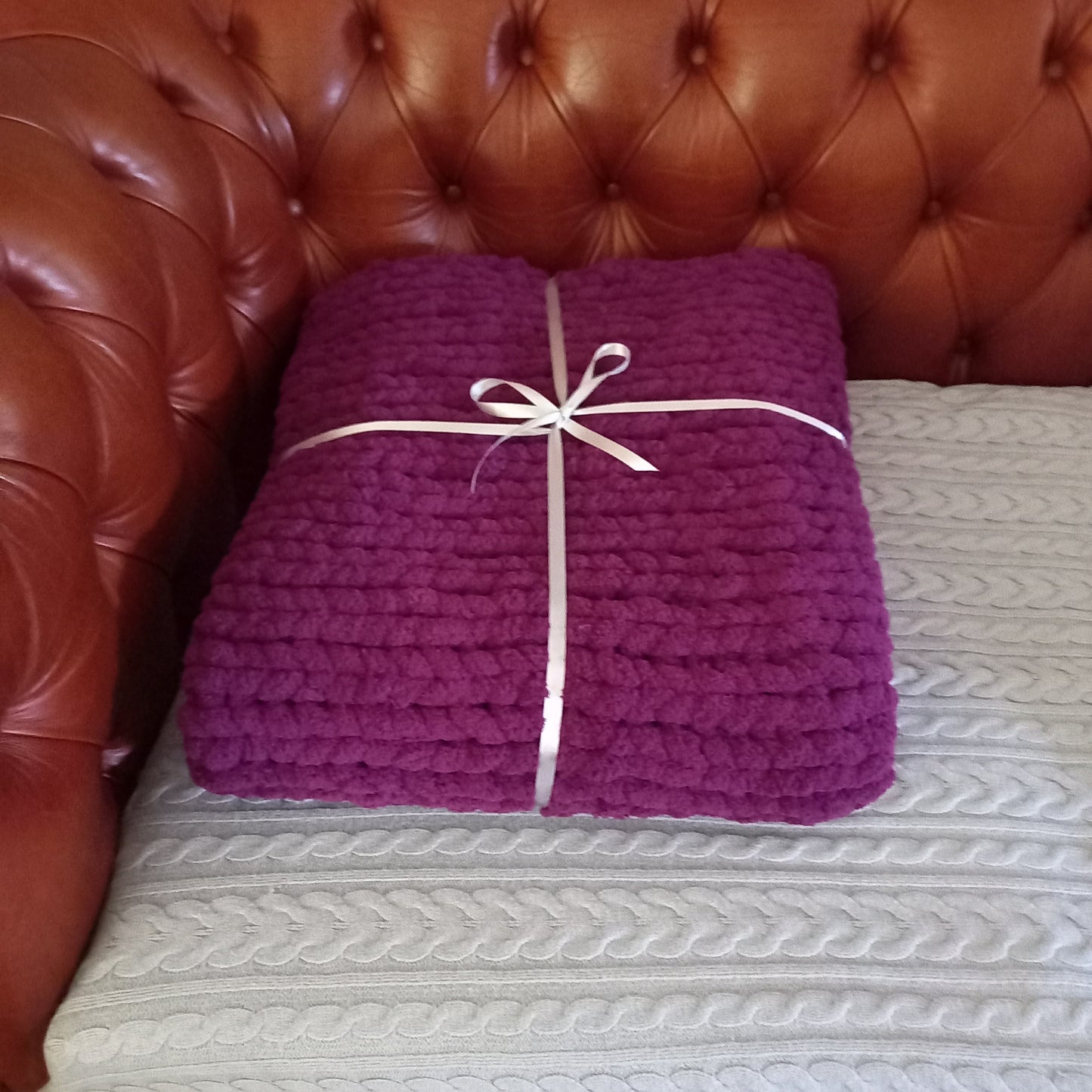 Chunky Hand-Knit Throw Blanket