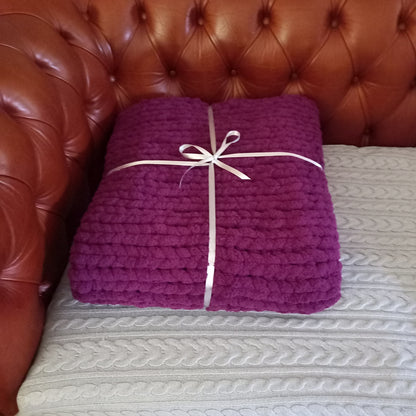 Chunky Hand-Knit Throw Blanket