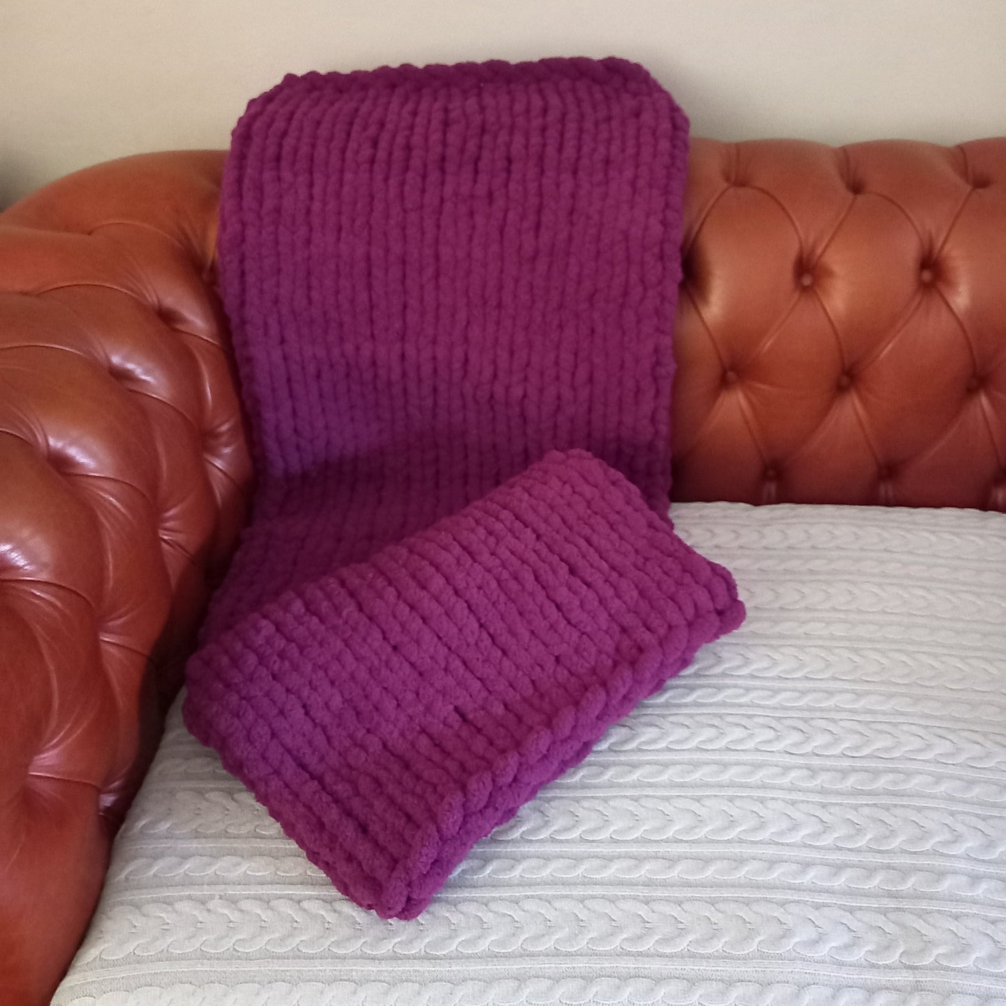 Chunky Hand-Knit Throw Blanket