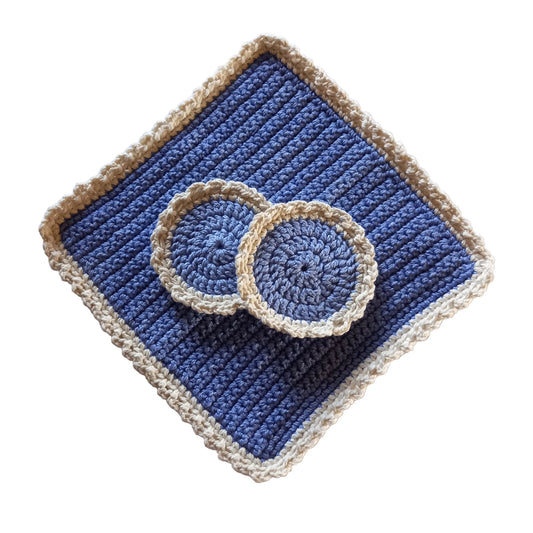 100% Cotton Dishcloth & Coaster Set - 3pcs