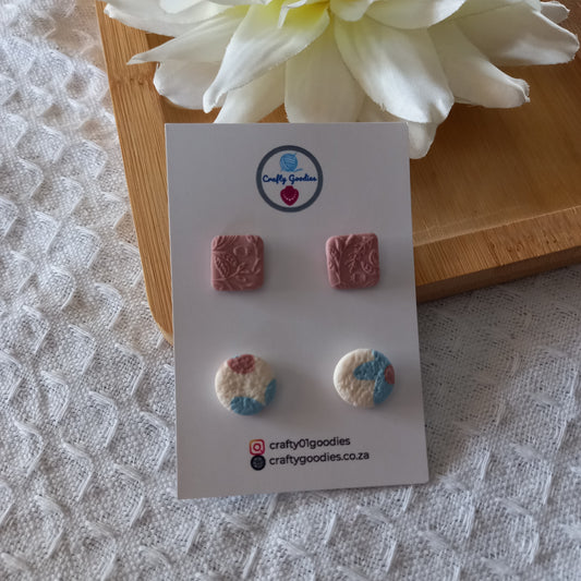 Polymer Clay Studs Earrings - 2 Pack