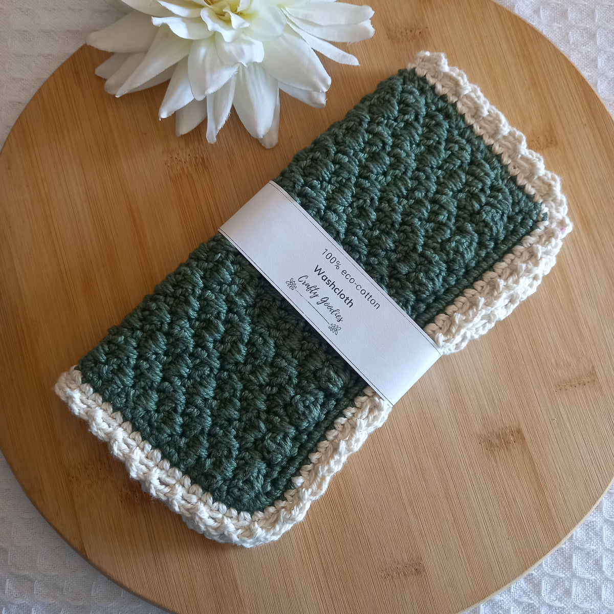 100% Eco-Cotton Washcloth - 23cm x 23cm