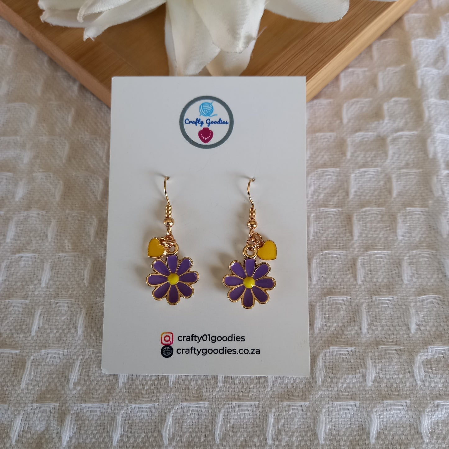 Flower & Heart Charms Earrings