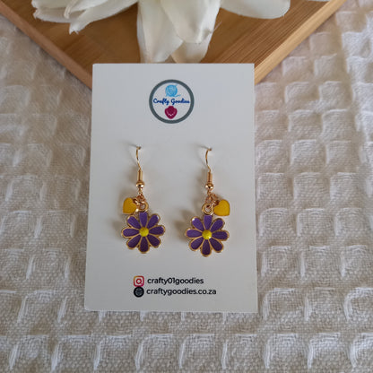 Flower & Heart Charms Earrings