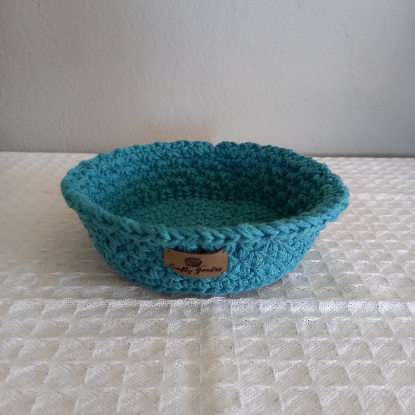 100% Cotton Handmade Round Trinket Tray - L5cm x W12.5cm