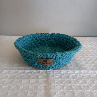 100% Cotton Handmade Round Trinket Tray - L5cm x W12.5cm