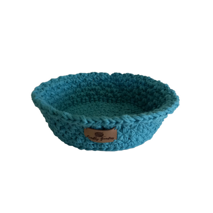 100% Cotton Handmade Round Trinket Tray - L5cm x W12.5cm