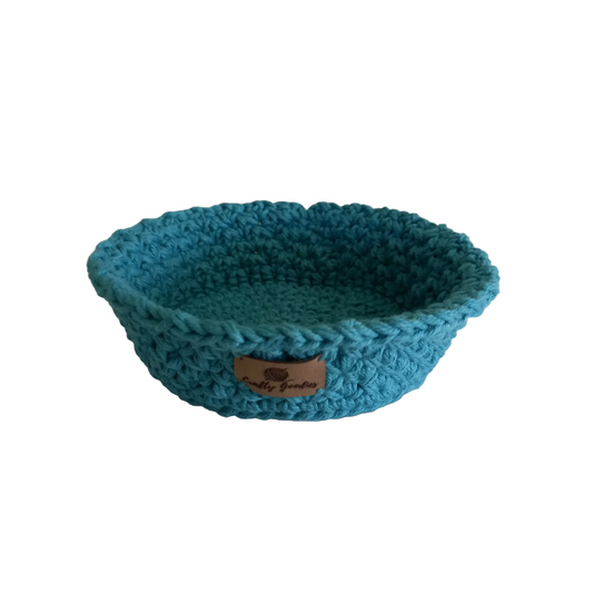 100% Cotton Handmade Round Trinket Tray - L5cm x W12.5cm