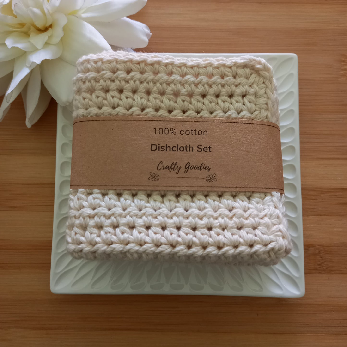 100% Cotton Natural Dishcloth Set - 2pcs