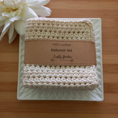 100% Cotton Natural Dishcloth Set - 2pcs