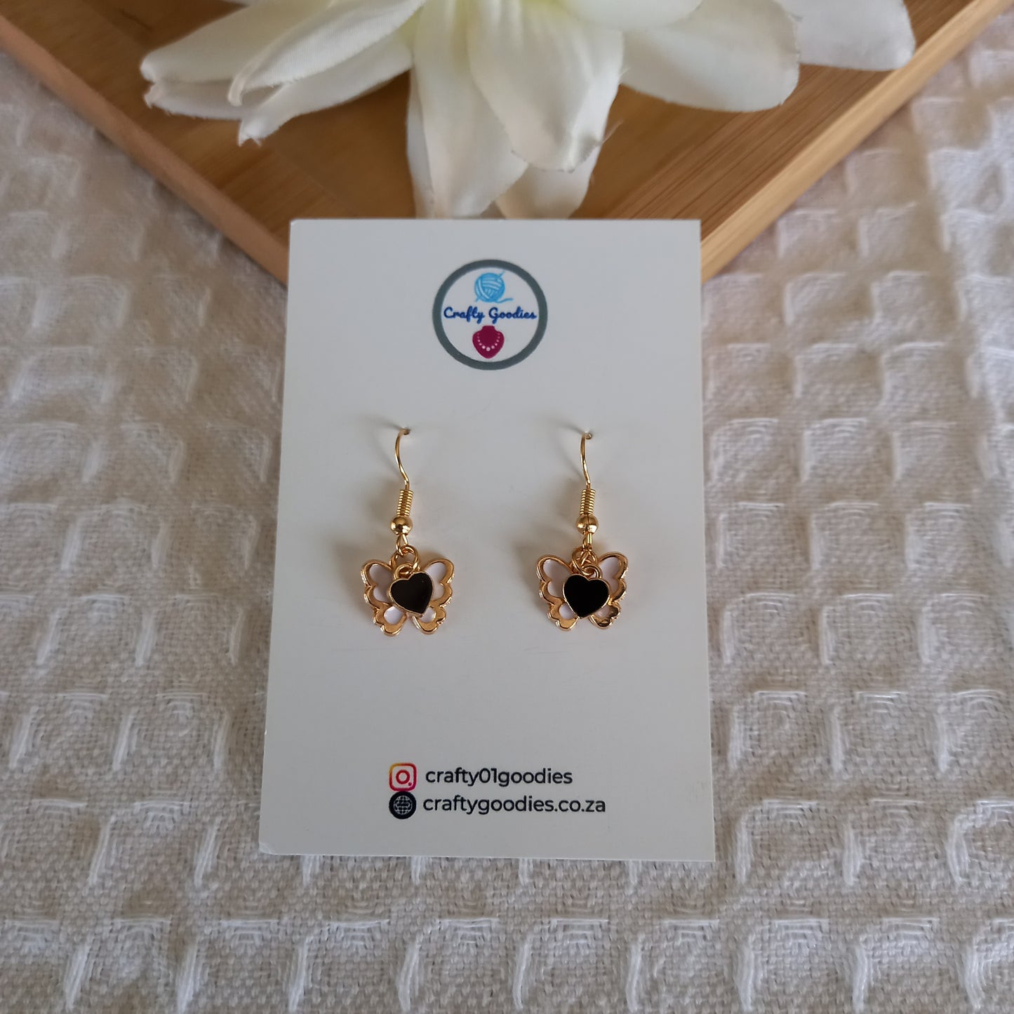 Butterfly & Heart Charms Earrings