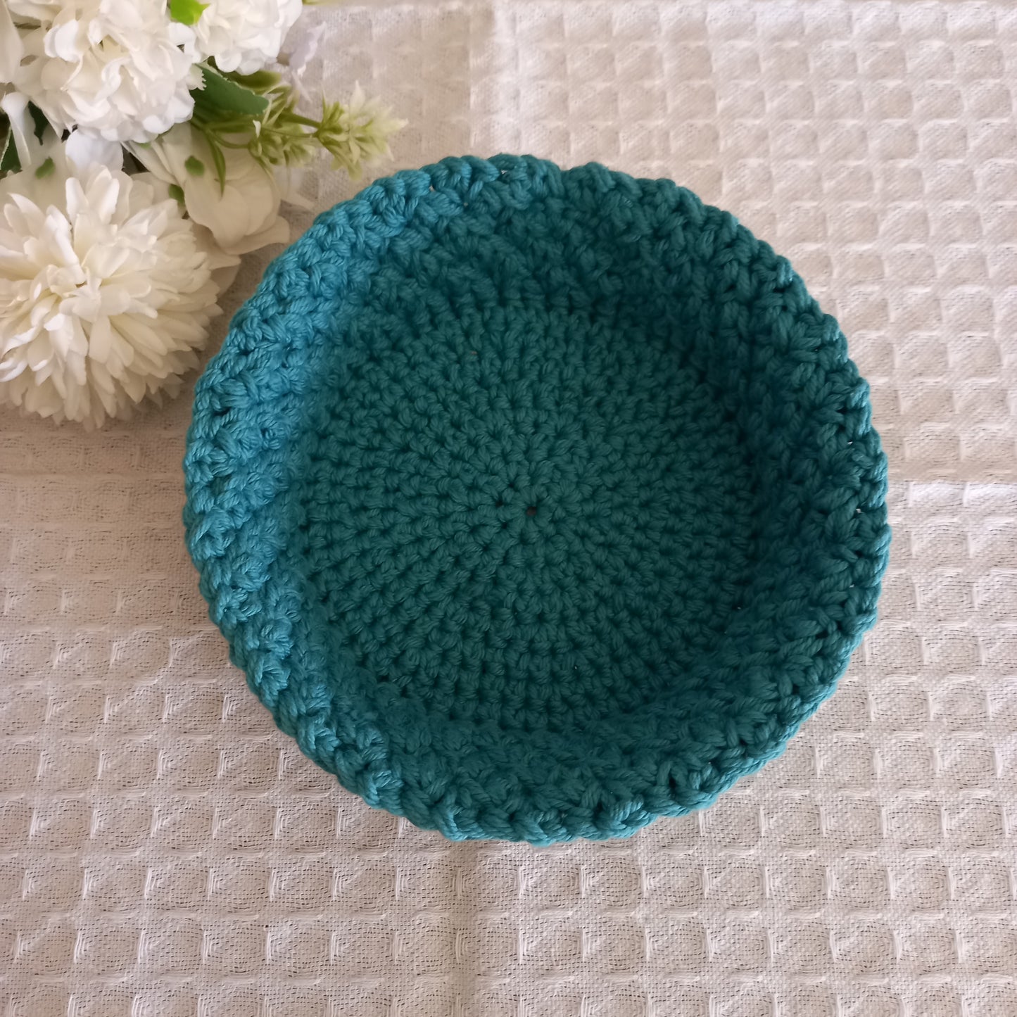 100% Cotton Handmade Round Trinket Tray - L5cm x W12.5cm
