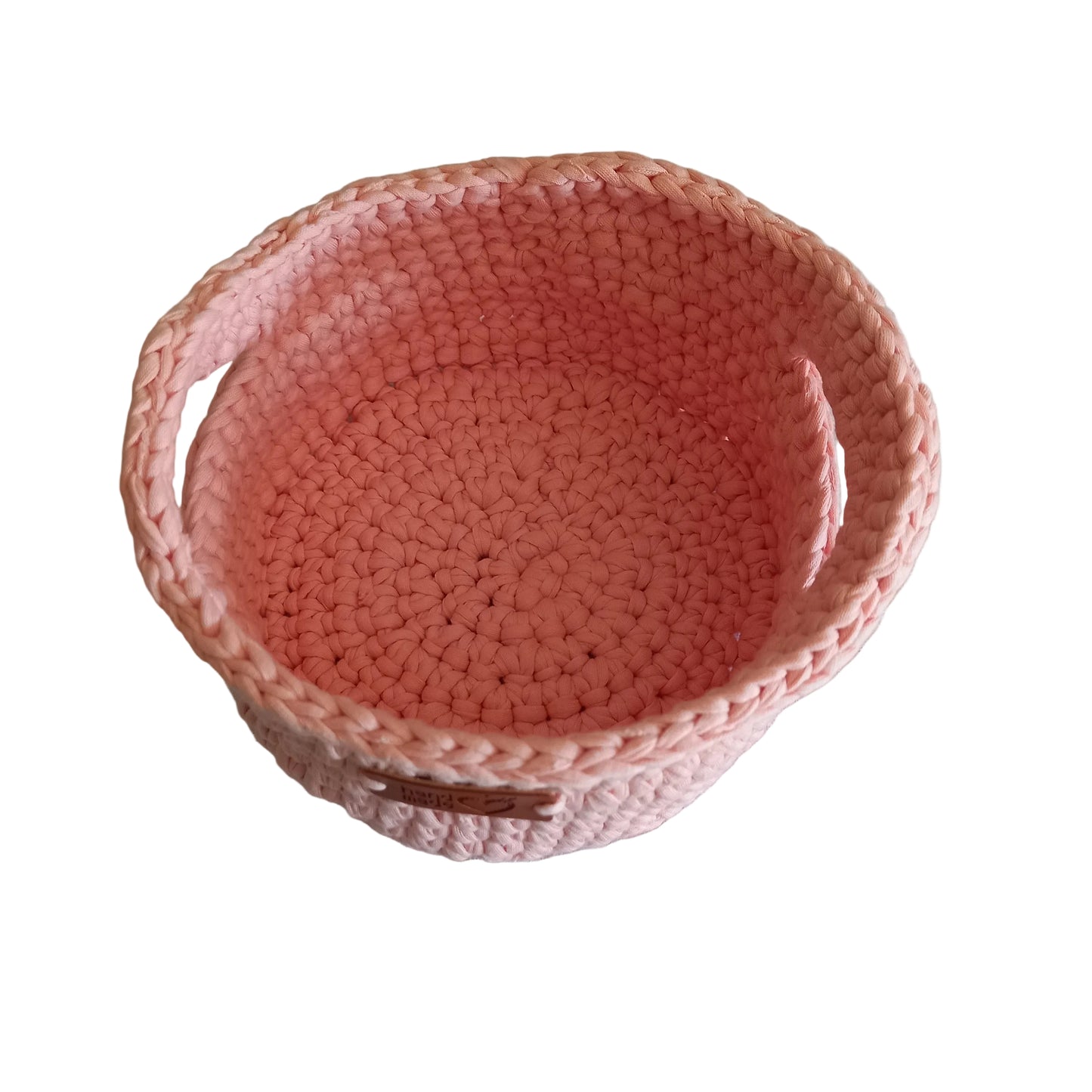 Upcycled T-shirt Yarn Storage Basket with Handles - L9cm x W 16cm