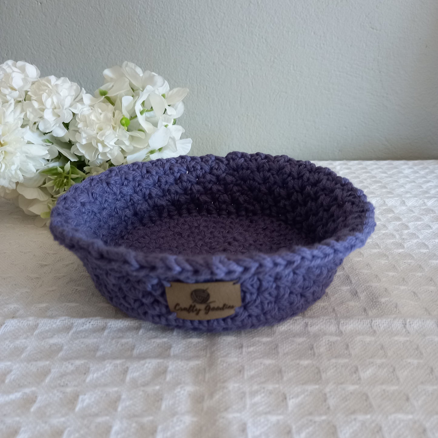 100% Cotton Handmade Round Trinket Tray - L5cm x W12.5cm