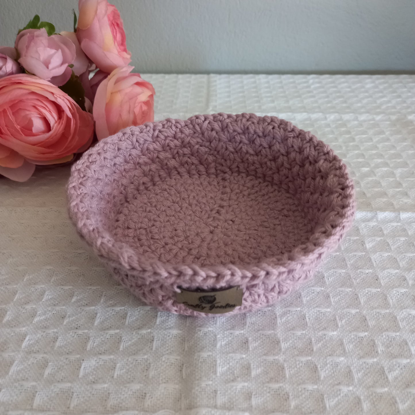 100% Cotton Handmade Round Trinket Tray - L5cm x W12.5cm