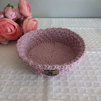 100% Cotton Handmade Round Trinket Tray - L5cm x W12.5cm