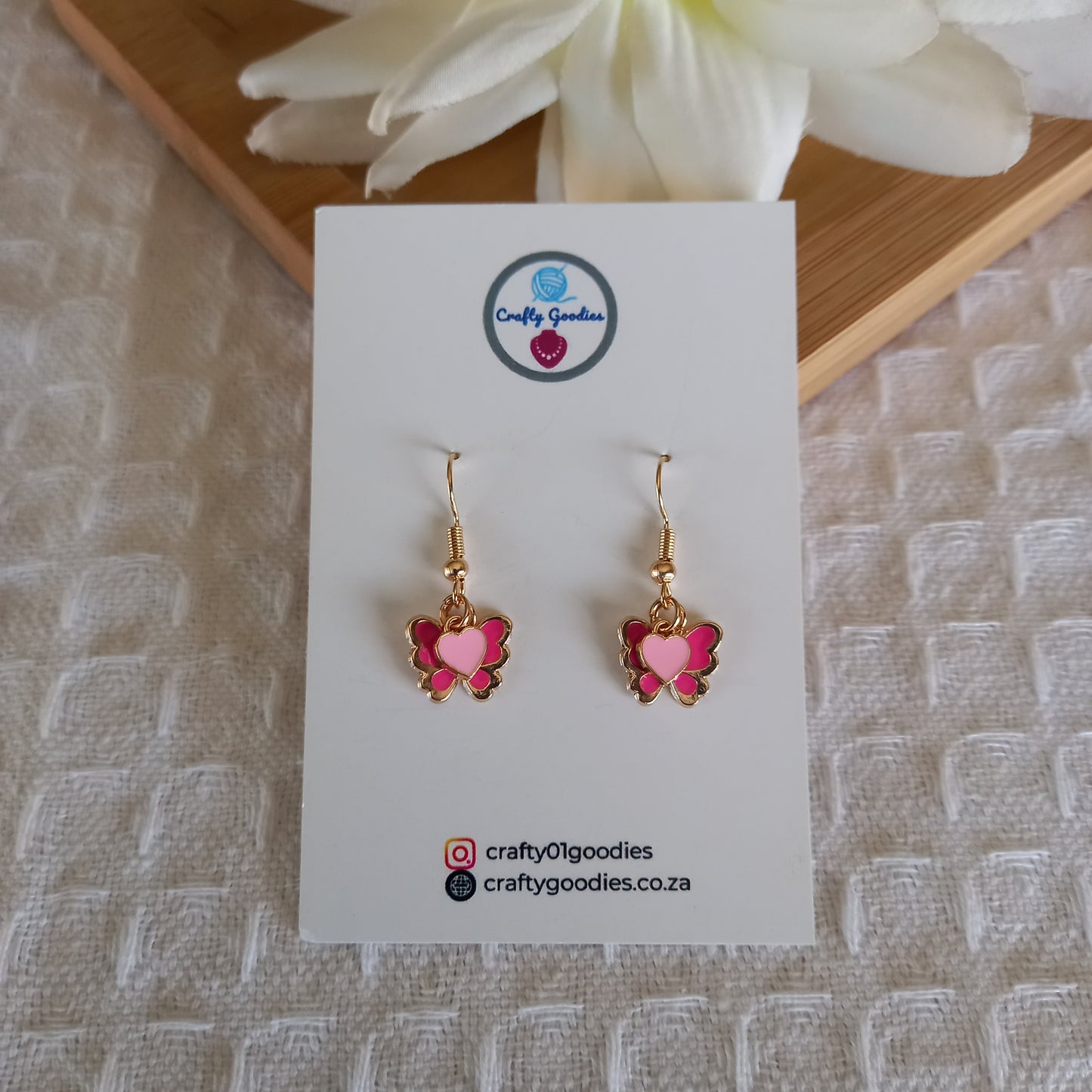 Butterfly & Heart Charms Earrings