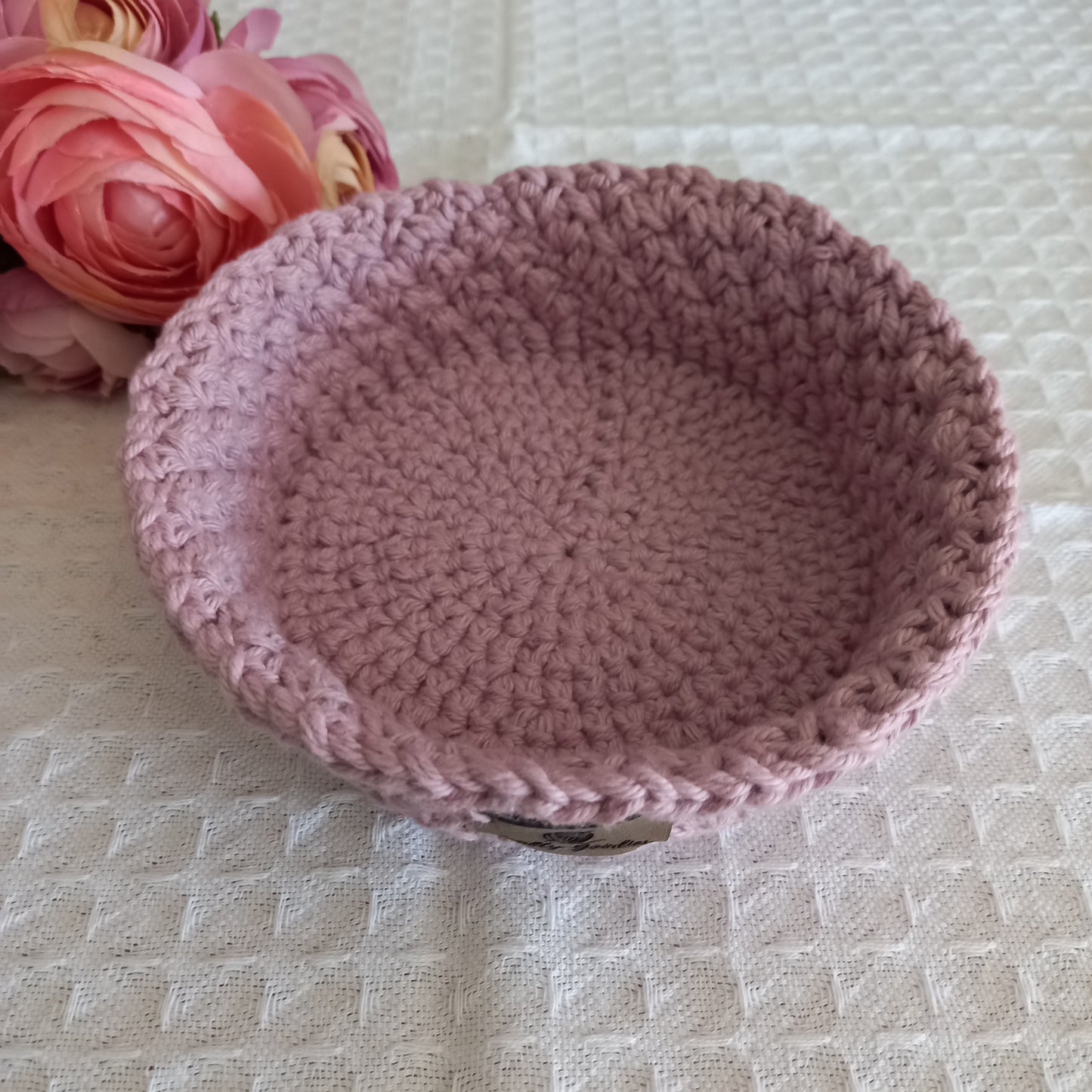 100% Cotton Handmade Round Trinket Tray - L5cm x W12.5cm