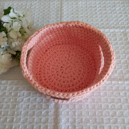 Upcycled T-shirt Yarn Storage Basket with Handles - L9cm x W 16cm