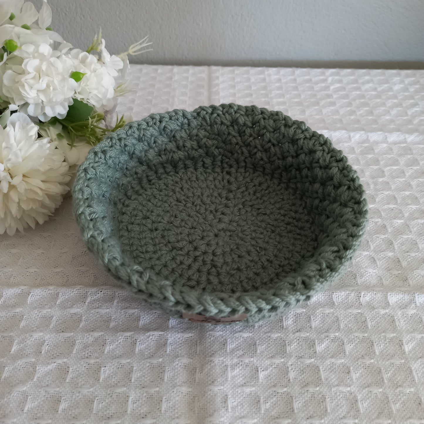 100% Cotton Handmade Round Trinket Tray - L5cm x W12.5cm