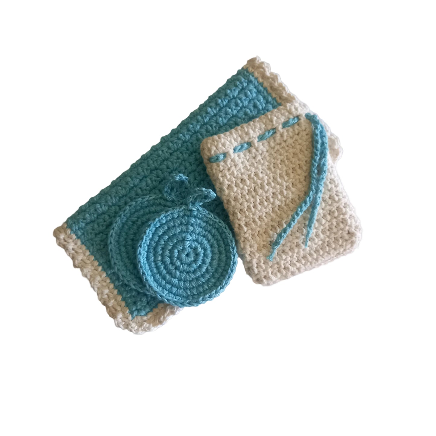 100% Eco-Cotton Bath Essentials Set - 4pcs, Eco-friendly, Reusable