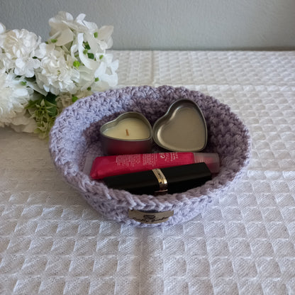 100% Cotton Handmade Round Trinket Tray - L5cm x W12.5cm