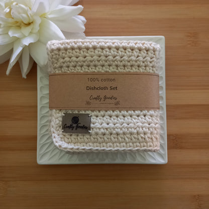 100% Cotton Natural Dishcloth Set - 2pcs