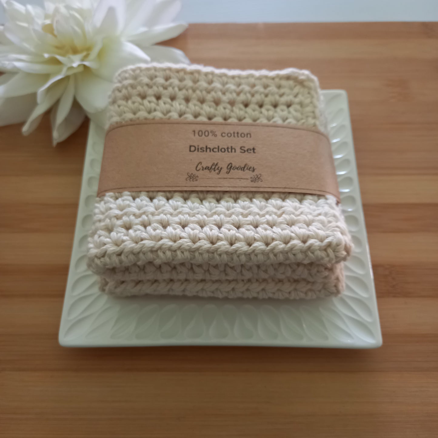 100% Cotton Natural Dishcloth Set - 2pcs