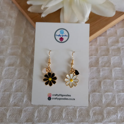 Flower & Heart Charms Earrings